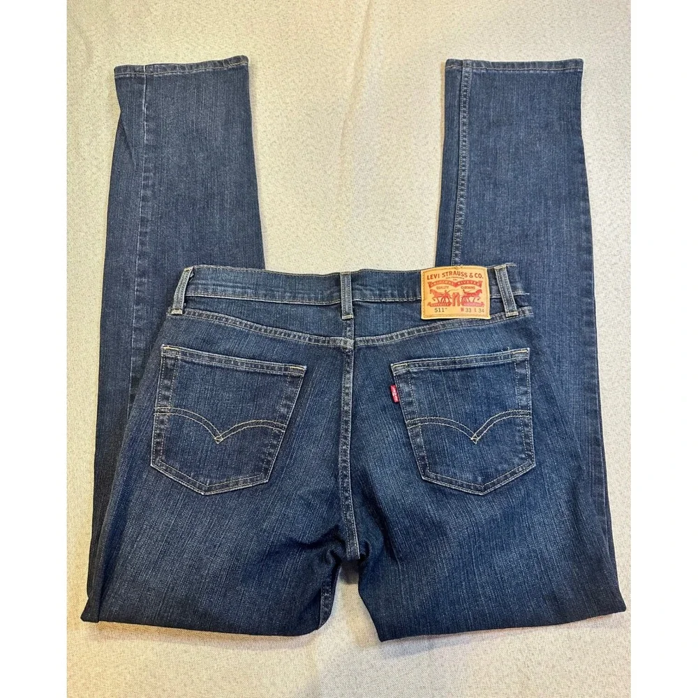 Levis 511 Slim Fit Jeans Mens 33x34 Dark Wash Indigo Denim 04511-1150